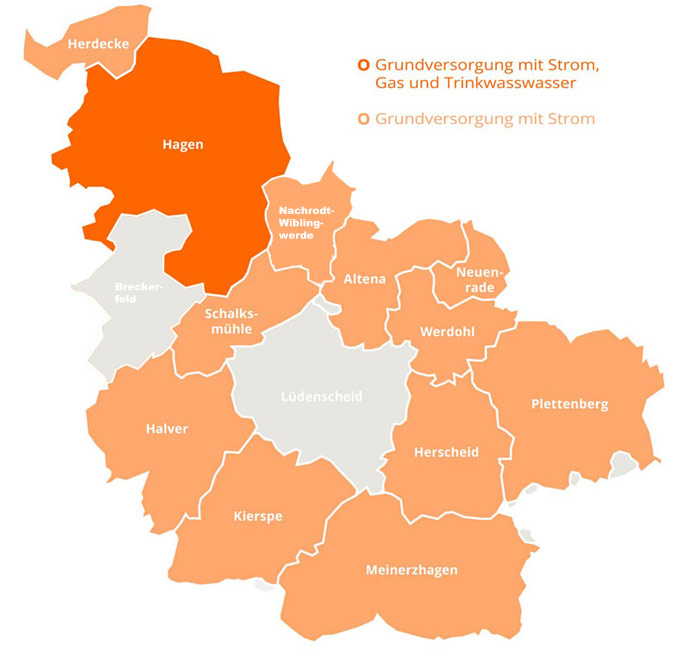 Grundversorgungsgebiet der Mark-E